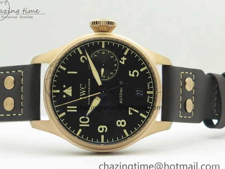 MIROTIME 0503 Big Pilot IW510301 Satin-Polished RG YLF Best Edition Black Dial On Leather Strap A Flexible 7222